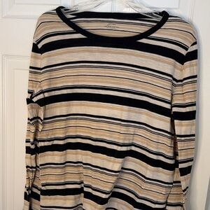 J. Crew Black and Cream Vintage Cotton Top